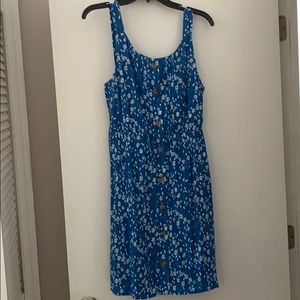 White Blue button Down Dress Sz. Medium